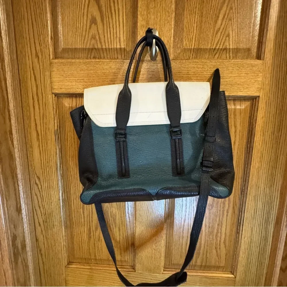 3.1 Phillip Lim Pashli Teal Colorblock Leather Bag